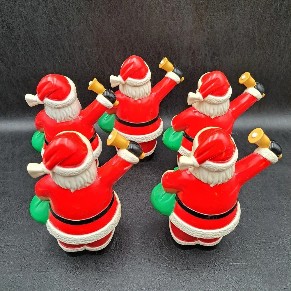 Vintage Plastic Santa Claus Figurines Set of 5 Christmas Blow Mold Style 6 inch‎